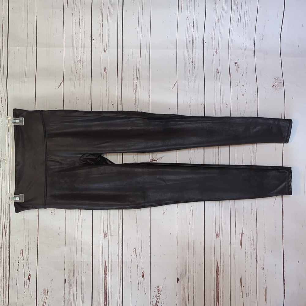 Spanx Women's Faux Leather Black High Rise Compression Slimming Leggings Size XL - Picture 2 of 16